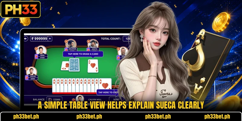 A simple table view helps explain Sueca clearly