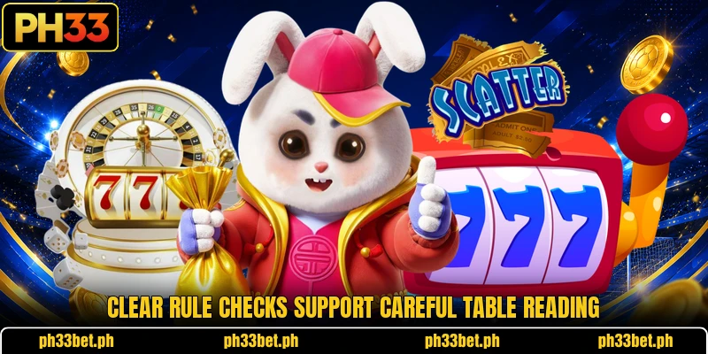 Clear rule checks support careful table reading Clear rule checks support careful table reading