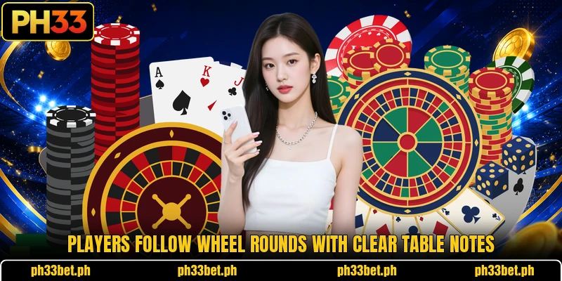 Players follow wheel rounds with clear table notes Players follow wheel rounds with clear table notes