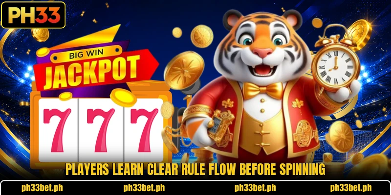 Players learn clear rule flow before spinning