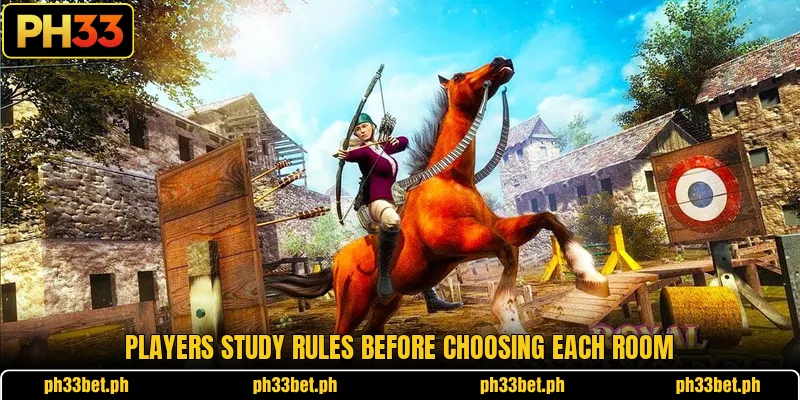 Players study rules before choosing each room