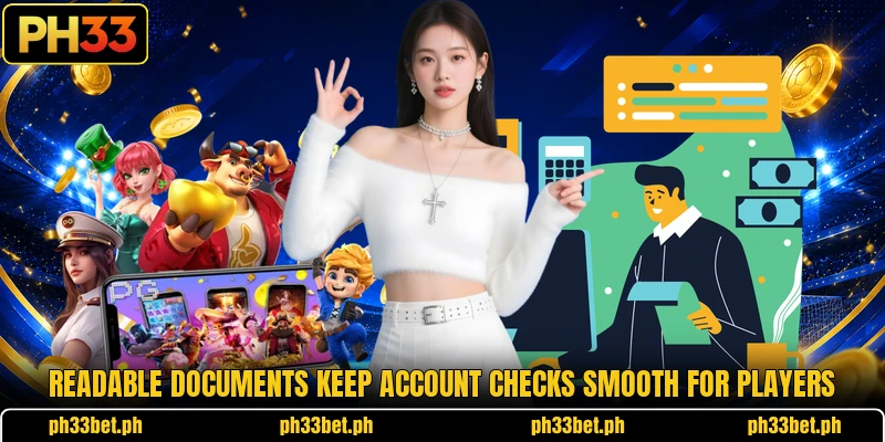 Readable documents keep account checks smooth for players Readable documents keep account checks smooth for players