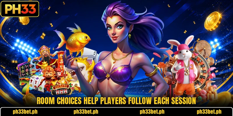Room choices help players follow each session Room choices help players follow each session