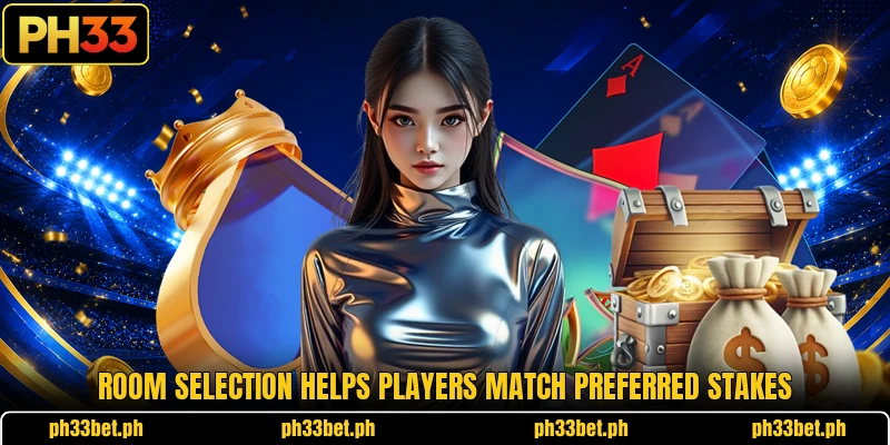 Room selection helps players match preferred stakes